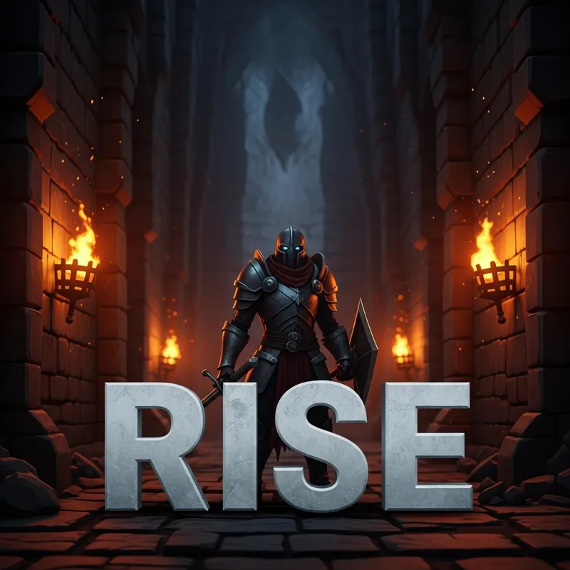 Rise - 2D Avatar in Dungeon with Fiery Background
