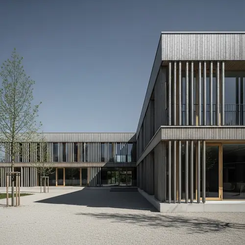 Modern School Building of Concrete & Wood | Architecture Design