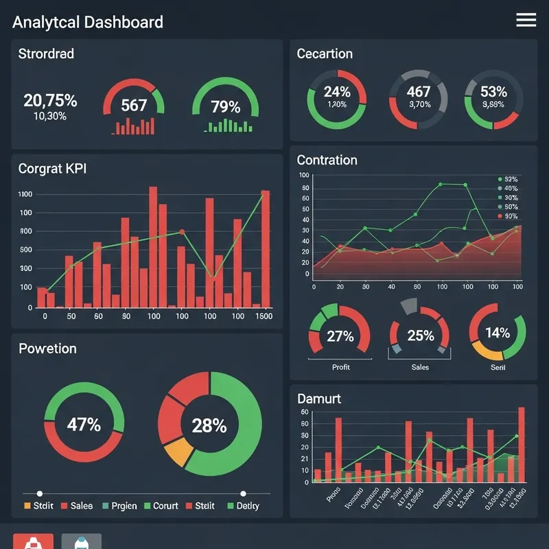 Aesthetically Pleasing Analytical Dashboard with Varied KPI Charts and Colorful Data Visualization