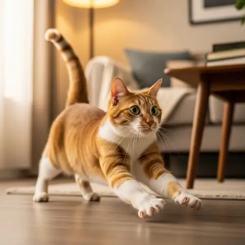 Playful Orange and White Patched House Cat | Curious Cat Pouncing