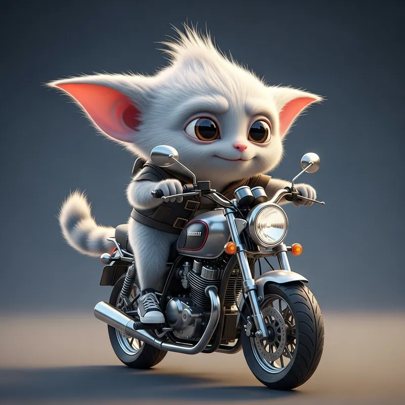 Quirky Gizmo Riding Motorbike - Fun Journey Ahead