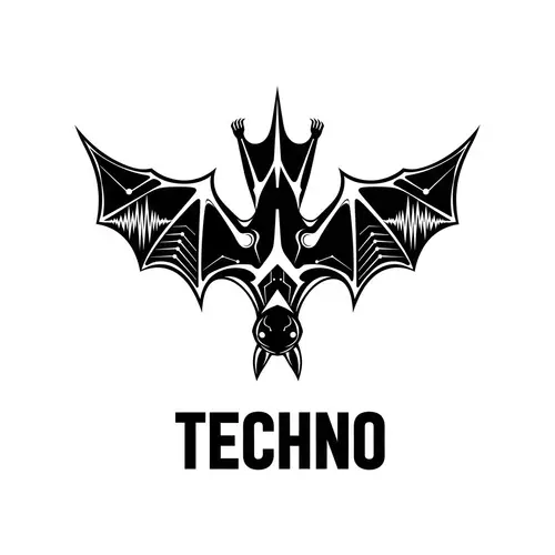 2D Logo with Upside-Down Bat for Techno Music