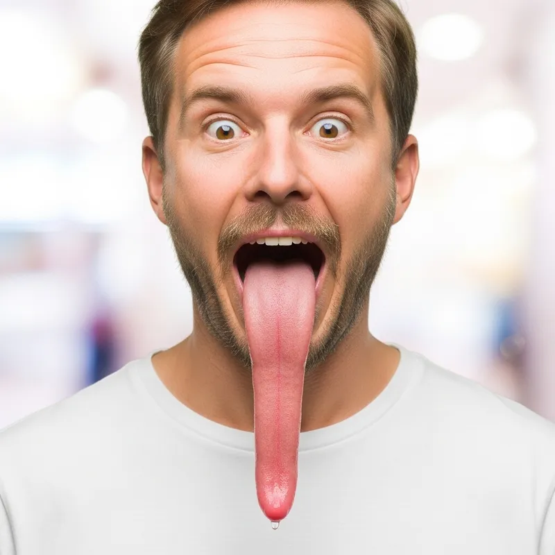 Caucasian Man from U.K. with Long Tongue - Astonishing View