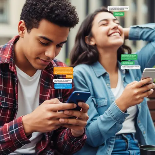 Engrossed Teen Friends Chatting Online | Casual & Friendly Atmosphere