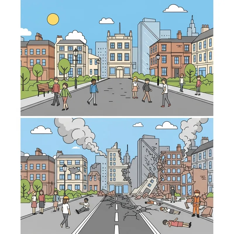 Before and After Earthquakes: Easy Drawing Examples