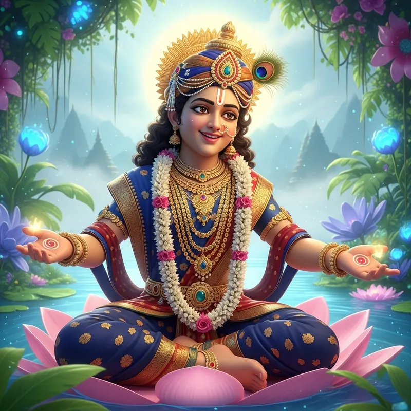 3D Rendered Illustration of Historical Figure Resembling Lord Krishna 3D Rendered Illustration of Historical Figure Resembling Lord Krishna