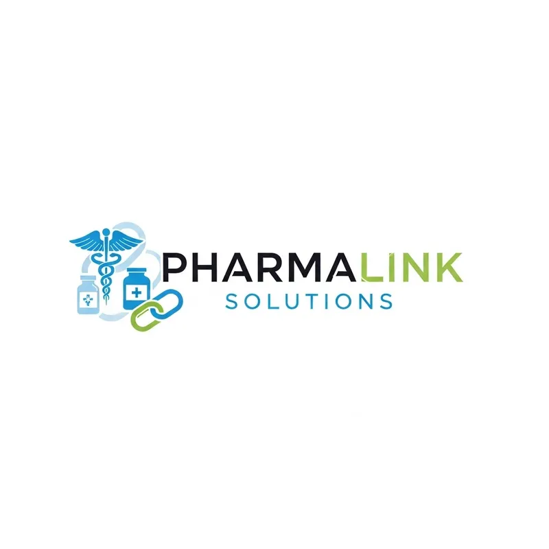 Pharmalink Solutions Logo Design | Pharmacy-themed + Connectivity Element