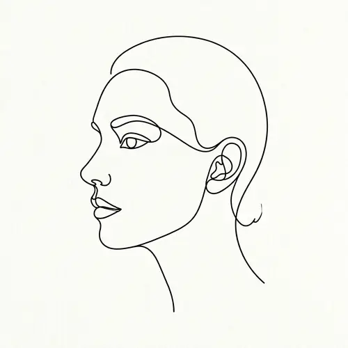 Minimalist Line Art Face Illustration