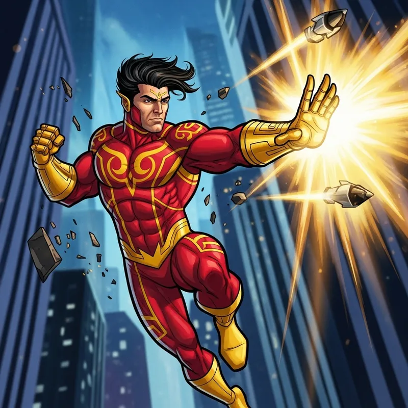 Dynamic Superhero in Bold Action Pose | Vibrant Comic Book Art