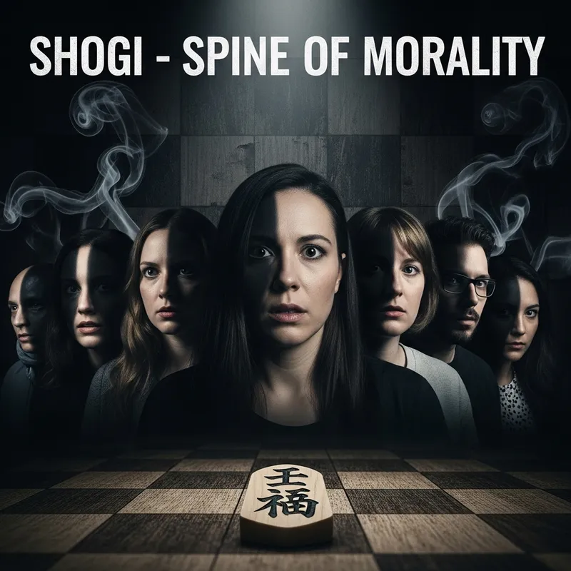 Shogi - Spine of Morality Album Cover with Sad Figures