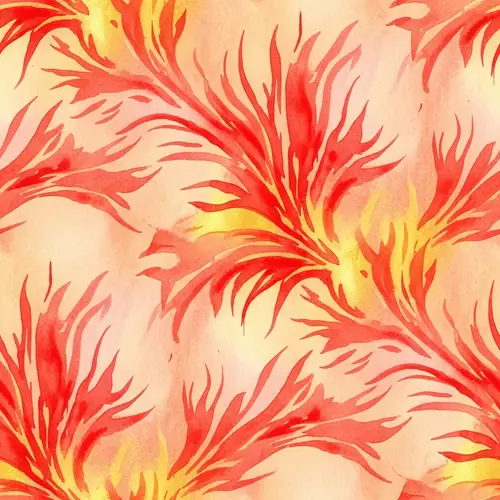 Red, Peach, and Gold Watercolor Painting