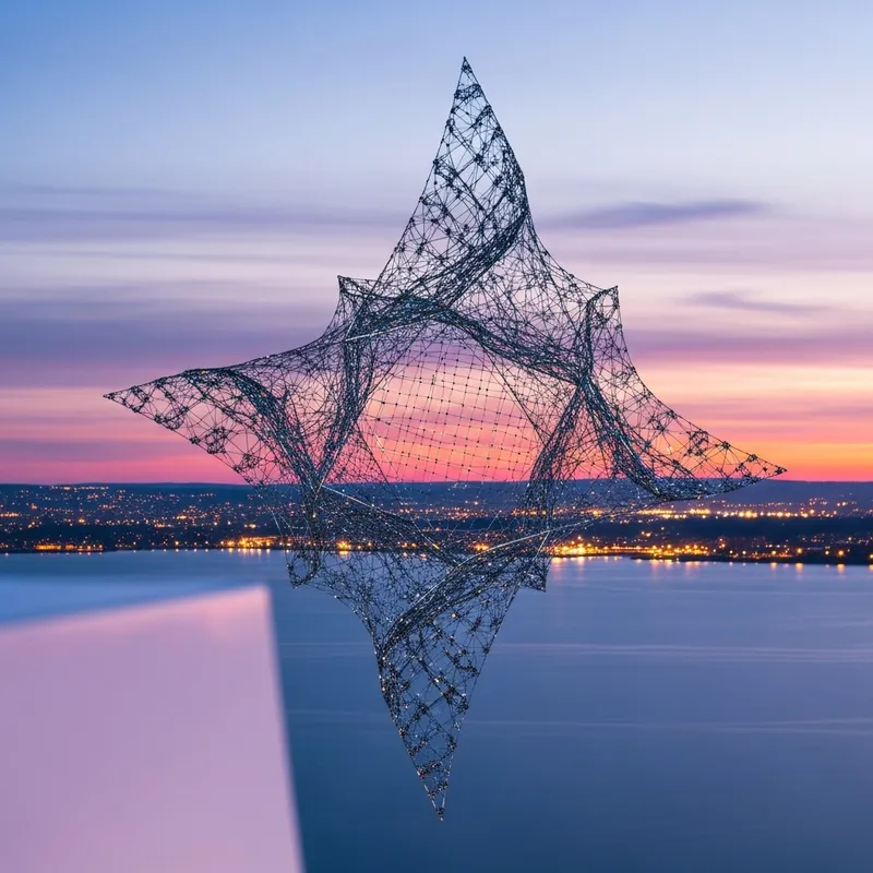 Enchanting 3D Glass Net Art: Photorealistic Mandelbrot Set in Sparkling Colors