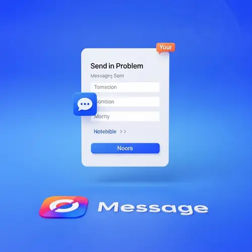 Custom 3D Messaging App Banner Design for Requests & Queries