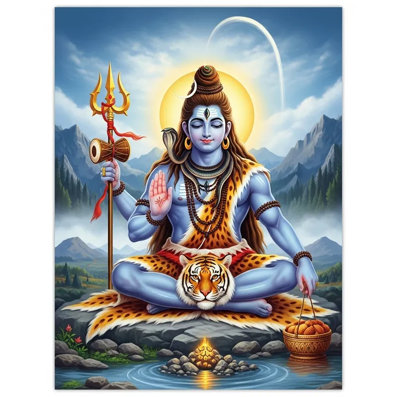 Mahadev Hindu God: Divine Depiction with Trident