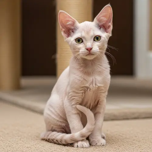 Charming Pink Cat - Unique Fur and Curious Emerald-Green Eyes