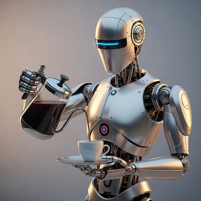 Modern Coffee-Serving Robot - Unique Design