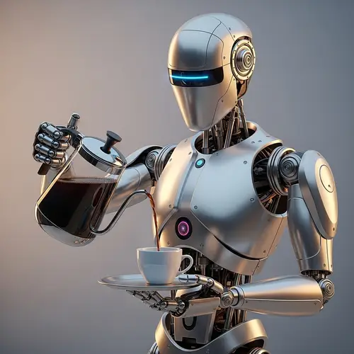 Advanced Coffee-Serving Robot - Modern Design