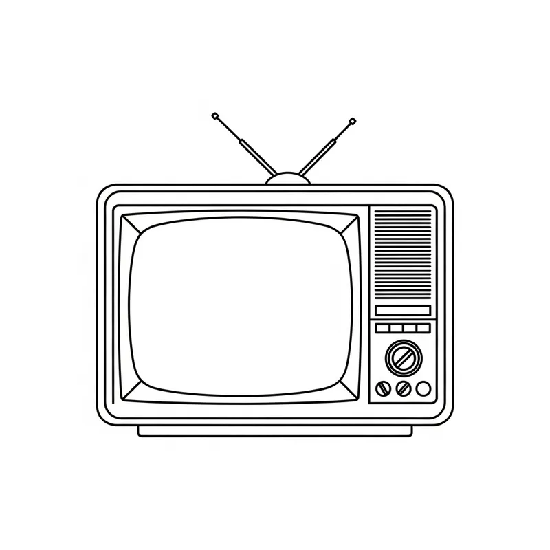 Vintage Tube Television Line Art Design Vintage Tube Television Line Art Design