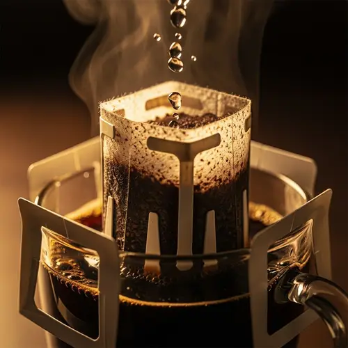 Instant Drip Bag Coffee Brewing Process | Close-Up Still Life Photography