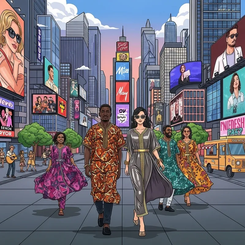 Modern Caftans in Vibrant Pop Culture Scene