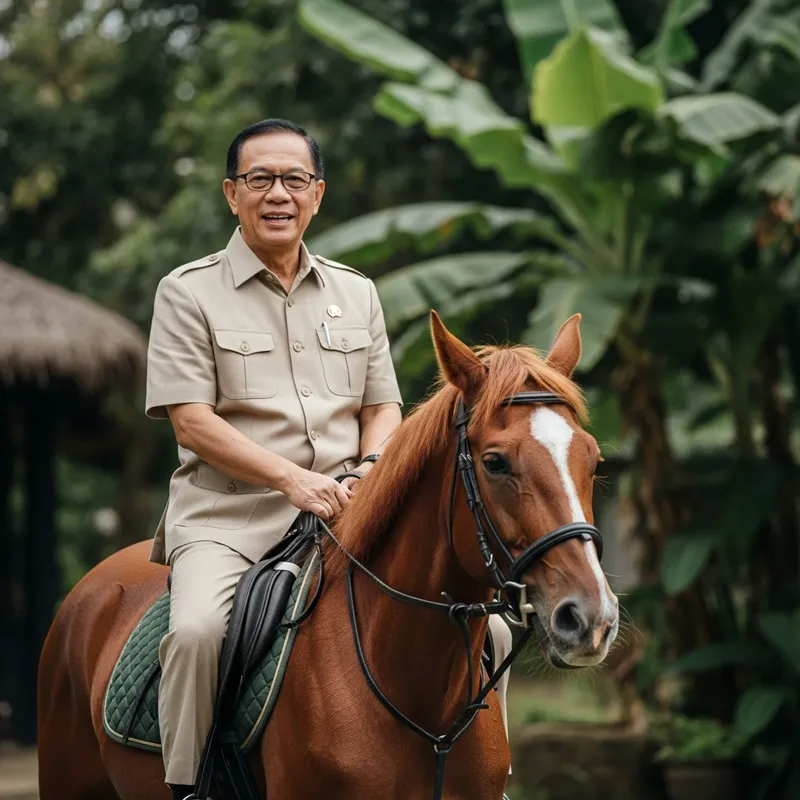 Indonesian President Riding a Horse