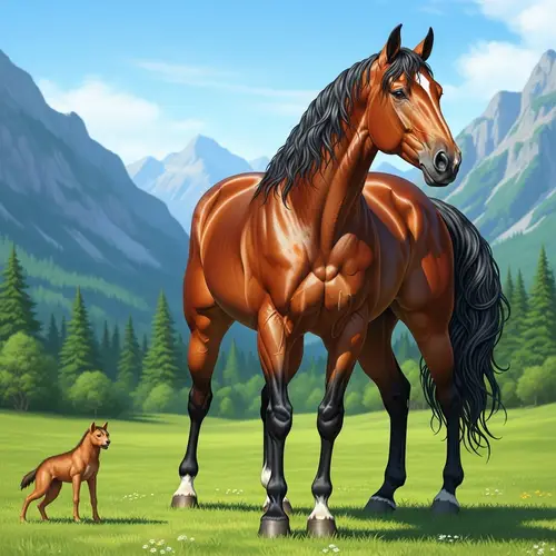 Majestic Horse in Lush Green Meadow | Outdoor Equestrian Photography