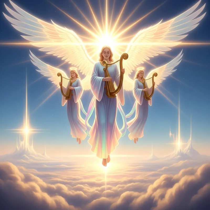 Angeles de Luz: Celestial Beings Emitting Divine Radiance