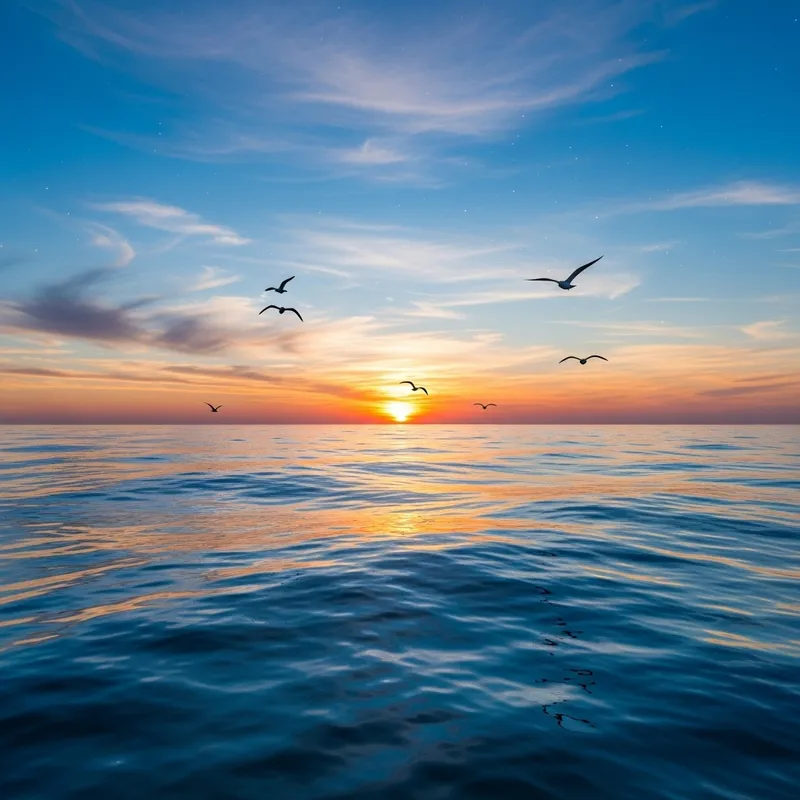 Tranquil Ocean Sunset View | Serene Beauty & Calm Waters