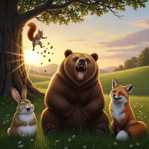 Laughing Animals in Meadow | Joyful Bear, Fox, Rabbit, Squirrel