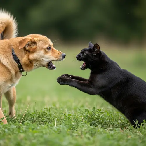Nature's Power: Cat vs. Dog Territorial Dispute