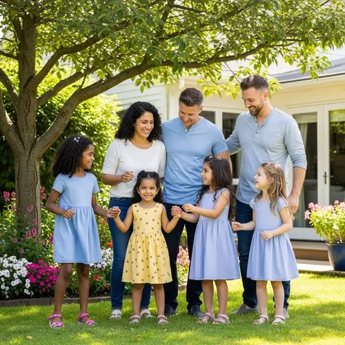 Multicultural Family Joyfully Unites in Backyard Fun