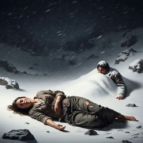 Melancholic Mountain Winter Scene - Baroque Art Style