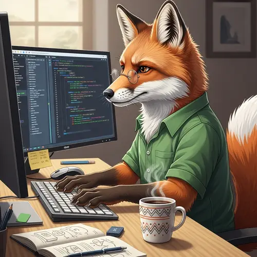 Anthropomorphized Fox Web Developer PNG Image