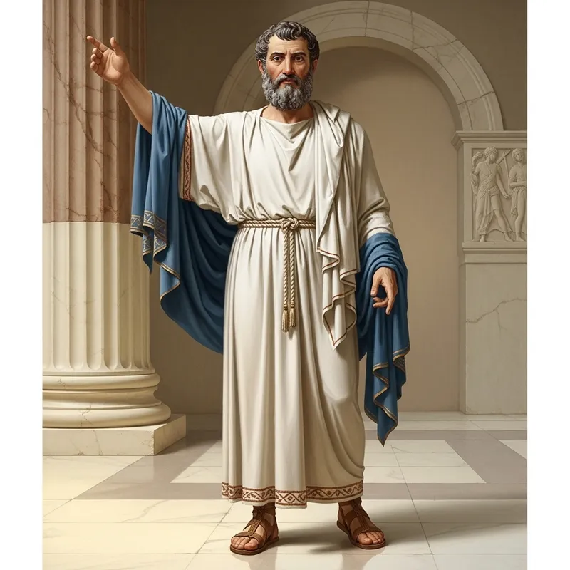 Pythagoras Embracing in Classical Greek Attire