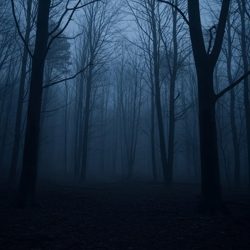 Midnight Forest Silhouettes: Ominous & Chilling Atmosphere