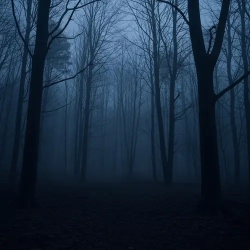 Eerie Midnight Forest: Haunting Silhouettes, Chilling Atmosphere