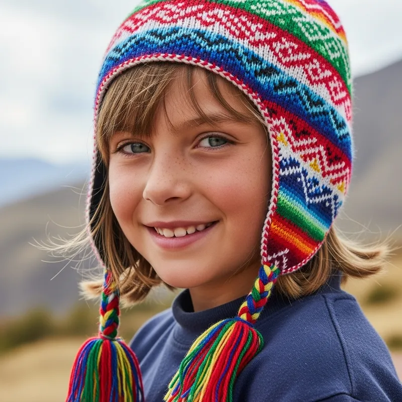 Beautiful Blonde Girl with Blue Eyes in Peruvian Hat Beautiful Blonde Girl with Blue Eyes in Peruvian Hat