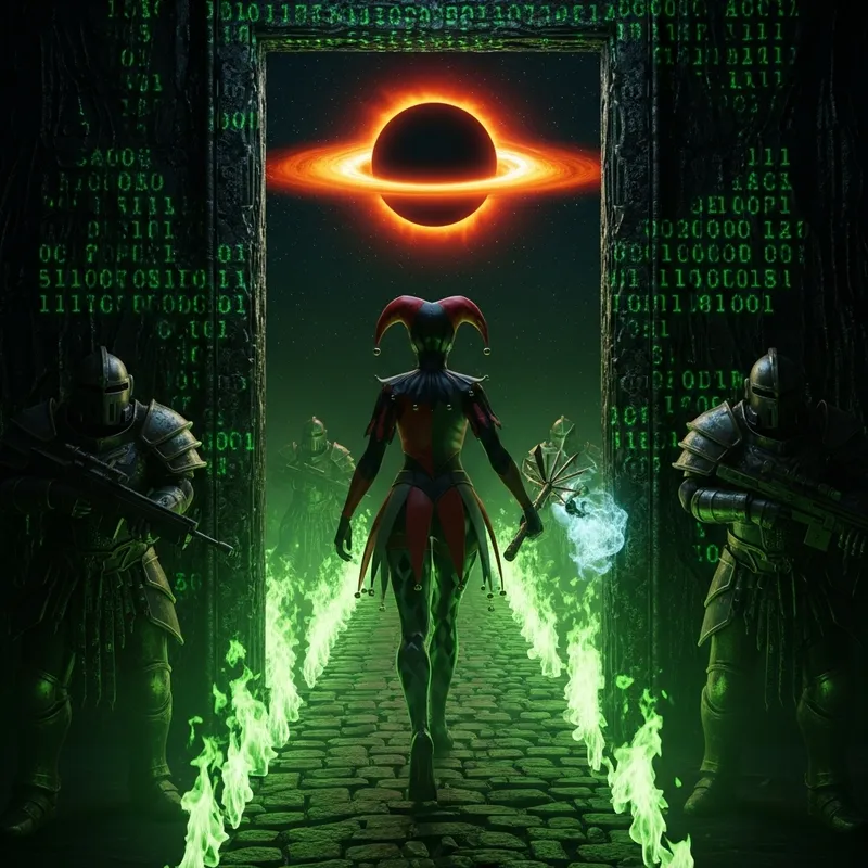 Harley Quinn Ascends from Mystical Portal: Green Flame, Black Hole Sun Harley Quinn Ascends from Mystical Portal: Green Flame, Black Hole Sun