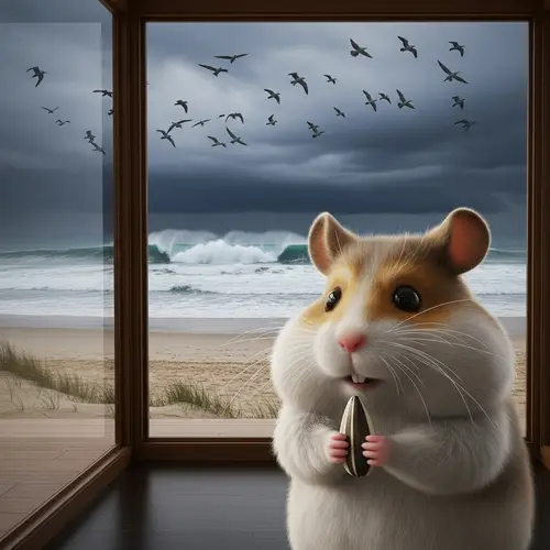 Cute Fluffy Hamster Ficus Enjoys Sunflower Seeds