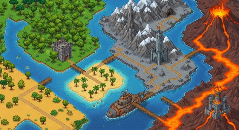 Pixel Adventure: Aerial View Pixel Art Landscape