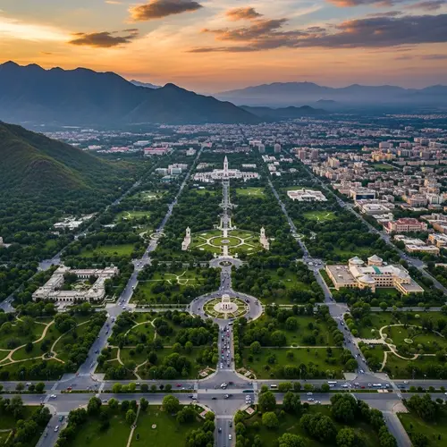 Picturesque Islamabad: Cityscape with Mountains & Serene Sunset