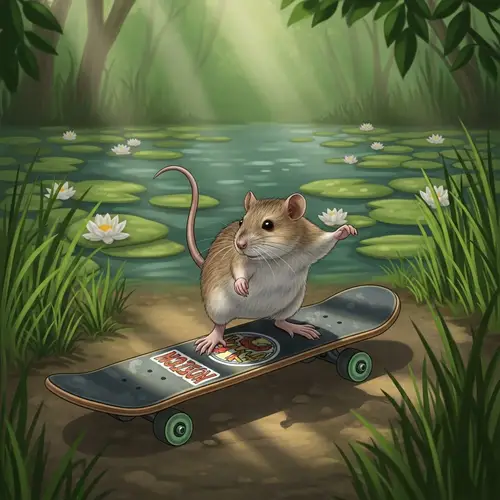 Swamp Rat Skateboarding in the Lush Green Canopy