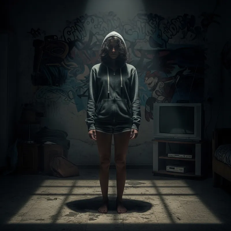 Melancholic Reflections: A Young Woman in Shadows