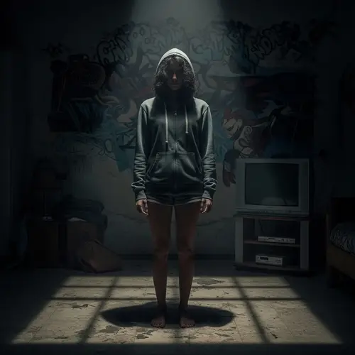 Melancholic Reflections: A Young Woman in Shadows