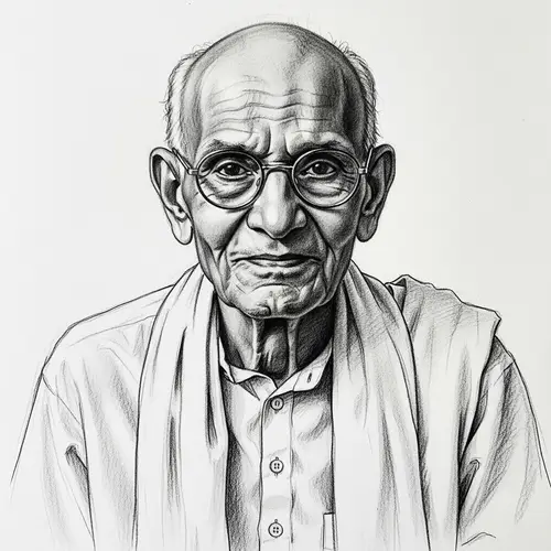 Charcoal Portrait of Mahatma Gandhi - Advocate for Nonviolence