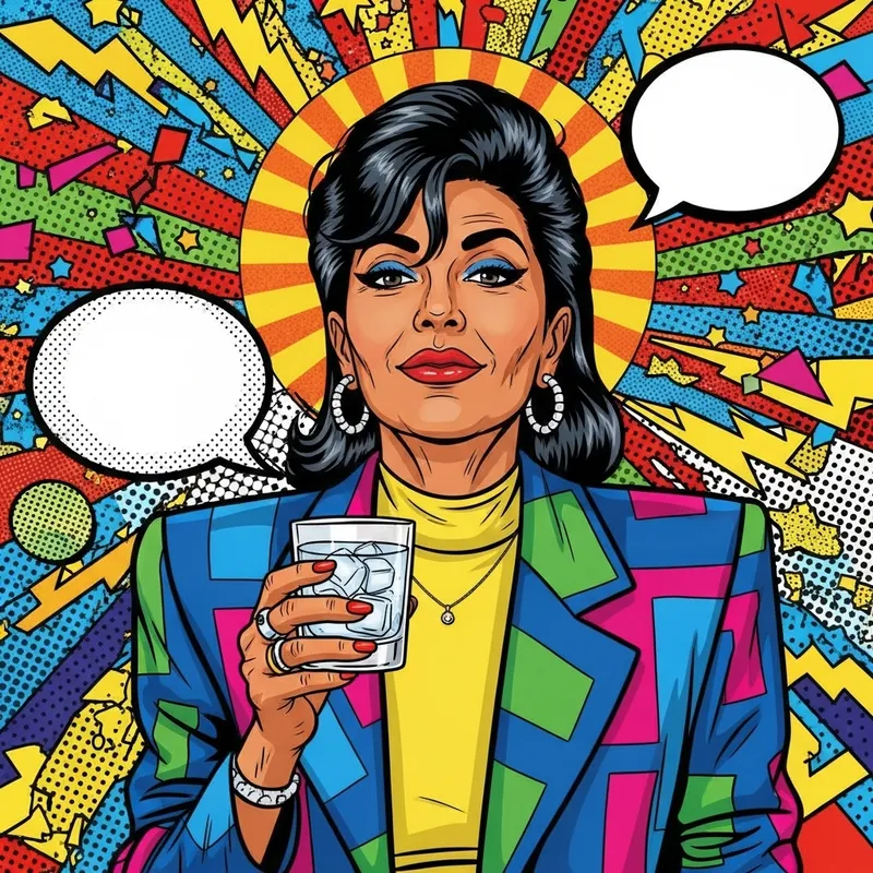 Vibrant Retro Pop Art: South Asian Woman with Vodka