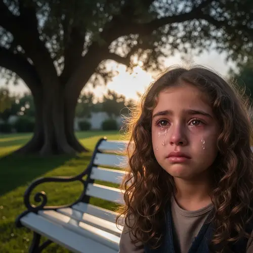 Emotionally Charged Scene of Crying Middle-Eastern Girl