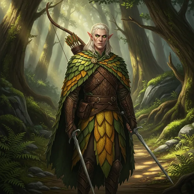 Forest Elf Scout with Longbow and Dual Swords