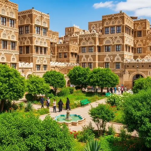 Scenic Garden in Old City of Sana'a