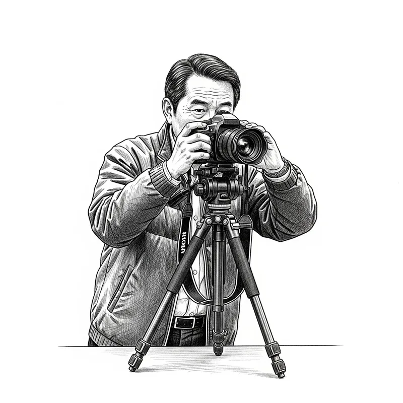 Black and White Photographer Drawing in Action | Capturing the Perfect Shot